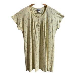 Anthony Richard Night Gown Women's MEDIUM Yellow Purple Floral 100% Cotton